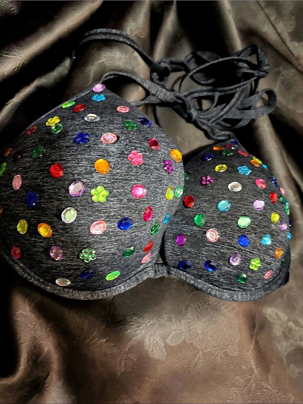 Oakley Embellished Black Bikini Top